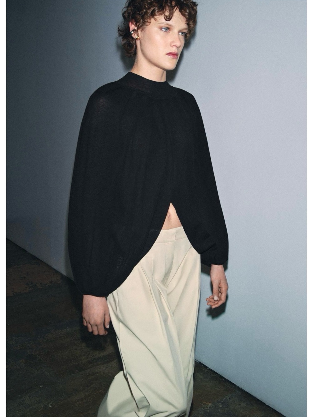 ZARA Haute Couture Fashion Statement. Black High-Neck Fine Knit Cape Top🔥🔥🔥 - Picture 9 of 10